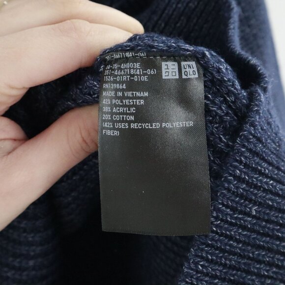 Uniqlo Cardigan Womens M Navy Boho Transitional Academia Normcore Work Wear Warm - Picture 4 of 14